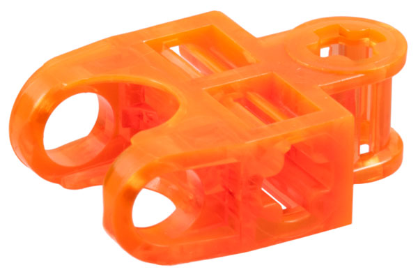 Technic Axle Connector 2 x 3 with Ball Socket, Open Sides in Trans-Neon Orange
