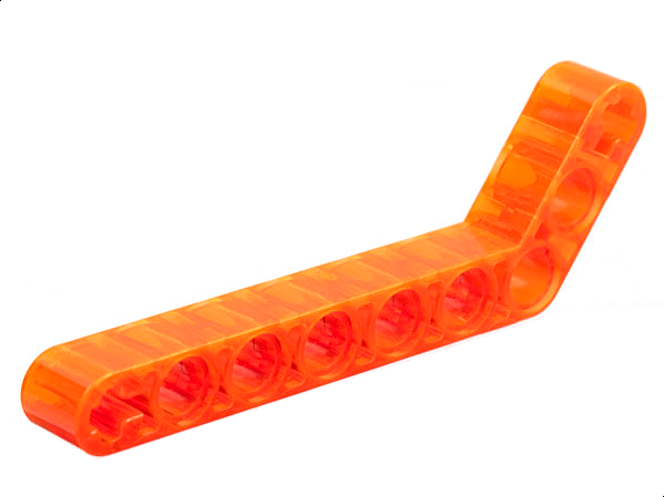 Technic Beam 1 x 9 Bent (7 - 3) Thick in Trans-Neon Orange