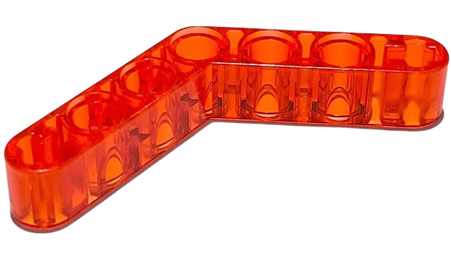Technic Beam 1 x 7 Bent (4 - 4) Thick in Trans-Neon Orange