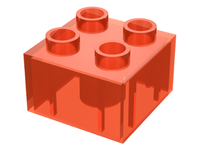 Duplo Brick 2 x 2 in Trans-Neon Orange