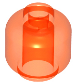 Minifig Head [Plain] [Hollow Stud] in Trans-Neon Orange