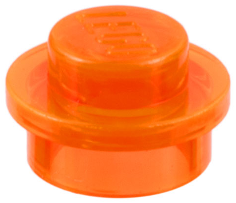 Plate Round 1 x 1 with Solid Stud in Trans-Neon Orange