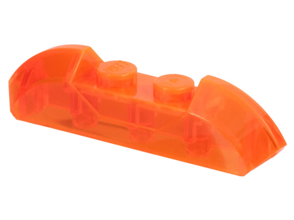 Brick Curved 1 x 4 with Sloped Ends and Two Top Studs in Trans-Neon Orange