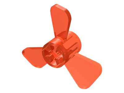 Propeller 3 Blade 3 Diameter with Axle Cross in Trans-Neon Orange