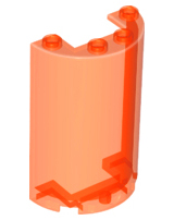 Cylinder Half 2 x 4 x 5 with 1 x 2 cutout in Trans-Neon Orange