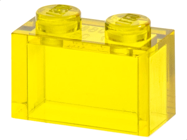 Brick 1 x 2 without Bottom Tube in Trans-Yellow