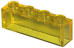 Brick 1 x 4 without Bottom Tubes in Trans-Yellow