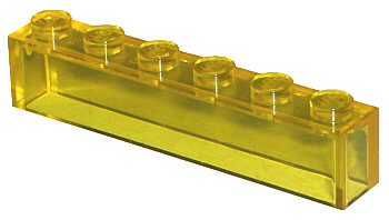 Brick 1 x 6 with No Bottom Tubes in Trans-Yellow