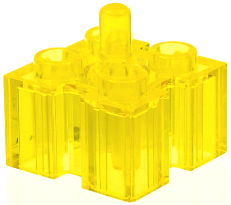 Brick Special 2 x 2 with Grooves and Top Peg in Trans-Yellow