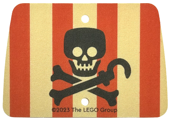 Sail Trapezoid with Red Stripes, Black Skull and Bones/Hook print in Tan