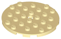 Plate Round 6 x 6 with Hole in Tan