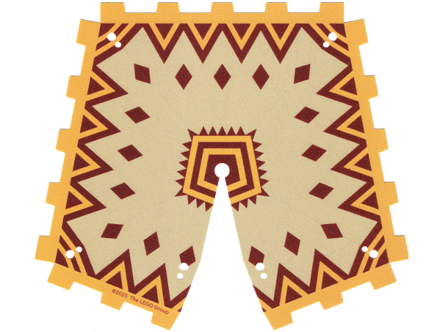 Tent, Bright Light Orange Edge, Dark Red Decorations print in Tan