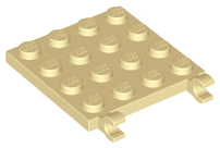 Plate Special 4 x 4 with Clips Horizontal (thick open O clips) in Tan