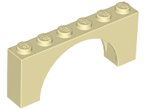 Brick Arch 1 x 6 x 2 - Very Thin Top without Reinforced Underside in Tan