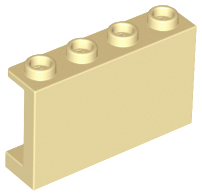 Panel 1 x 4 x 2 with Side Supports - Hollow Studs in Tan