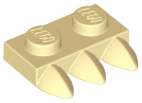 Plate Special 1 x 2 with Three Teeth [Tri-Tooth] in Tan