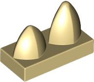 Tile Special 1 x 2 with Two Vertical Teeth / Tooth in Tan
