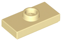 Plate Special 1 x 2 with 1 Stud with Groove and Inside Stud Holder (Jumper) in Tan