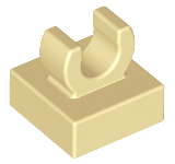 Tile Special 1 x 1 with Clip with Rounded Edges in Tan
