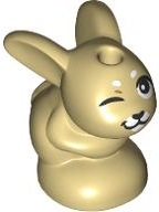 Animal, Rabbit / Bunny, Baby Sitting with White Eyebrows, Winking print in Tan