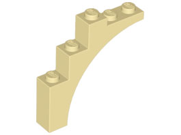 Brick Arch 1 x 5 x 4 [Continuous Bow, Raised Underside Cross Supports] in Tan