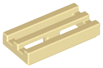 Tile Special 1 x 2 Grille with Bottom Groove in Tan
