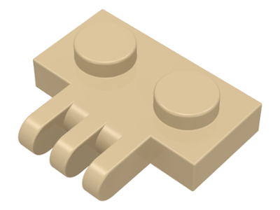 Hinge Plate 1 x 2 with 3 Fingers On Side in Tan