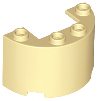 Cylinder Half 2 x 4 x 2 with 1 x 2 Cutout in Tan