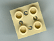 Plate Special 2 x 2 with Pin on Bottom, Small Holes in Plate and Rotational Locking Fingers on Underside in Tan