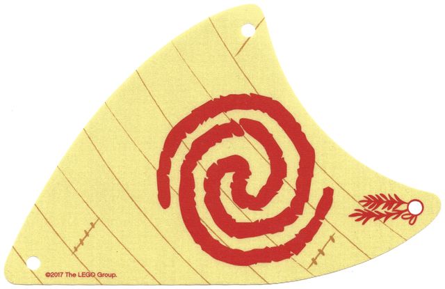 Sail, Triangular, with Red Spiral Swirl Print in Tan