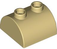 Brick Curved 2 x 2, Two Top Studs in Tan