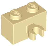 Brick Special 1 x 2 with Vertical Clip [Open O Clip] in Tan