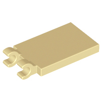 Tile Special 2 x 3 with 2 Clips [Thick Open O Clips] in Tan