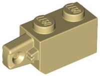 Hinge Brick 1 x 2 Locking with 1 Finger Vertical End in Tan