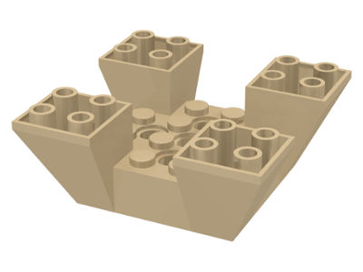 Brick Sloped Inverted 65° 6 x 6 x 2 Quad with Cutouts in Tan