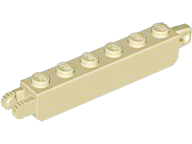 Hinge Brick 1 x 6 Locking with 1 Finger Vertical End and 2 Fingers Vertical End, 9 Teeth in Tan