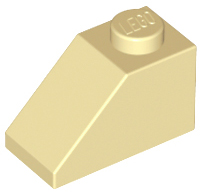 Brick Sloped 45° 2 x 1 with Bottom Pin in Tan
