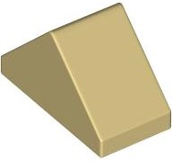 Brick Sloped 45° 2 x 1 Double with Inside Stud Holder in Tan