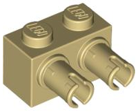 Brick Special 1 x 2 with 2 Pins, Round Pin Holes in Tan