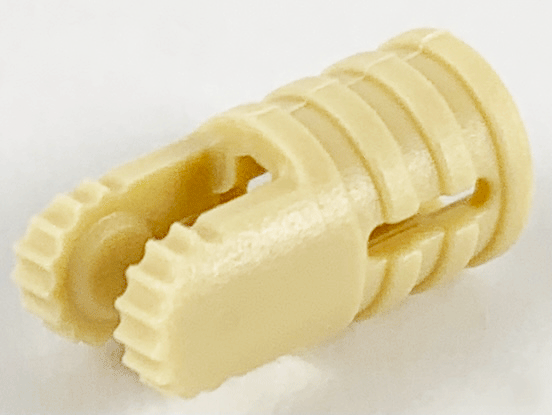Hinge Cylinder 1 x 2 Locking with 2 Click Fingers and Axle Hole, 9 Teeth in Tan