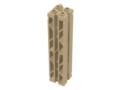 Support 2 x 2 x 8 with Grooves, Two Sided Lattice and Top Peg in Tan