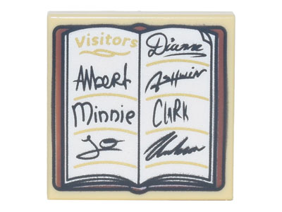 Tile 2 x 2 with Guest Book, 'VISITORS' print in Tan
