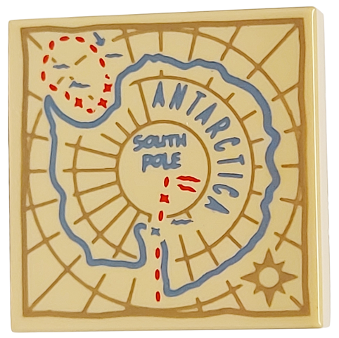 Tile 2 x 2 with Antarctica Map print in Tan