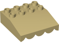 Duplo Roofpiece Slope 33 4 x 4 with Awning Overhang with 9 Bottom Tubes in Tan