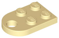 Plate Special 3 x 2 with Rounded End, Hole in Tan