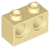 Technic Brick 1 x 2 [2 Pin Holes] in Tan