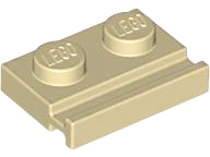 Plate Special 1 x 2 with Door Rail in Tan