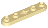 Technic Plate 1 x 5 with Smooth Ends, 4 Studs and Centre Axle Hole in Tan