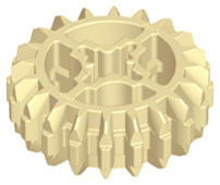 Technic Gear 20 Tooth Double Bevel with Axle Hole Type 2 [X Opening] in Tan