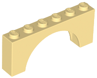 Brick Arch 1 x 6 x 2 - Thick Top with Reinforced Underside in Tan